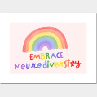 Embrace Neurodiversity Autism Awareness Rainbow Posters and Art